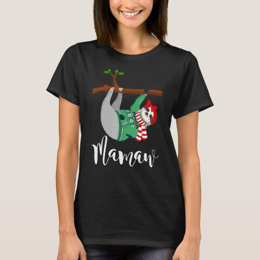 Mamaw Sloth Weihnachtsmannmütze Christmas Pajama F T-Shirt (Vorderseite)