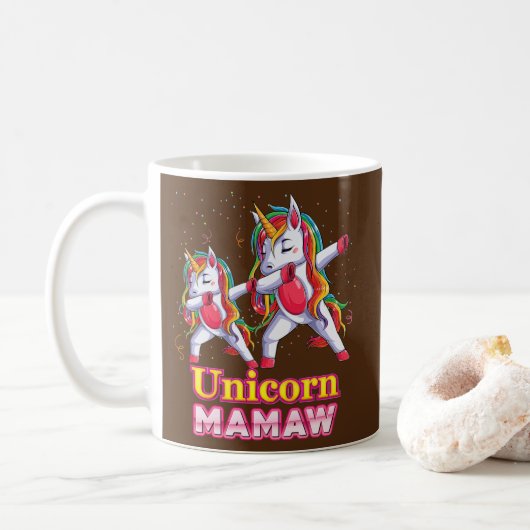 Mamaw Unicorn Dabbing Magical Family Matching Kaffeetasse (Mit Donut)