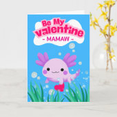 Mamaw Valentine Niedlich Axolotl mit Herz Karte (Gelbe Blume)
