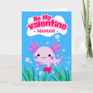 Mamaw Valentine Niedlich Axolotl mit Herz Karte