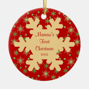 Mamaws erstes Weihnachtsrote Keramikornament