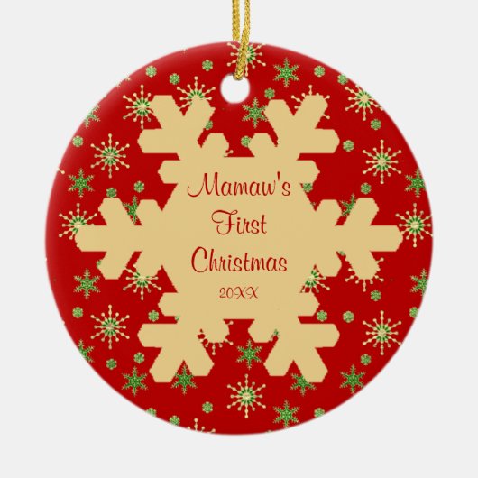 Mamaws erstes Weihnachtsrote Keramikornament (Vorne)