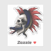 Mamba Venomous Snake Skull Red Mohawk Aufkleber (Blatt)