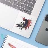 Mamba Venomous Snake Skull Red Mohawk Aufkleber (Laptop mit iPhone)