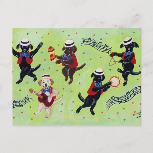 Mambo Labrador Musicians Painting Postkarte (Vorderseite)