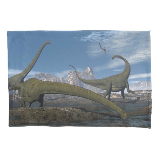 Mamenchisaurus dinosaurier herd - 3D rendern Kissenbezug (Vorderseite)