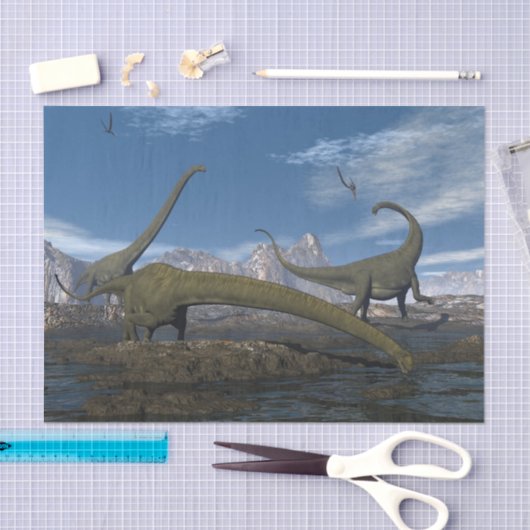 Mamenchisaurus dinosaurier herd - 3D rendern Seidenpapier (Handwerk)