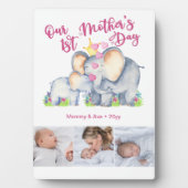 Mami and Baby Elephant 3 Foto Mütter Day Fotoplatte (Vorderseite)