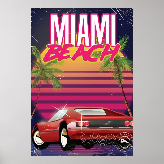 Mami Beach Vintage Reiseplakat Poster (Vorne)