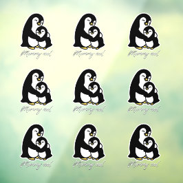 Mami cool - Pinguin-Mama und Baby - b Fensteraufkleber