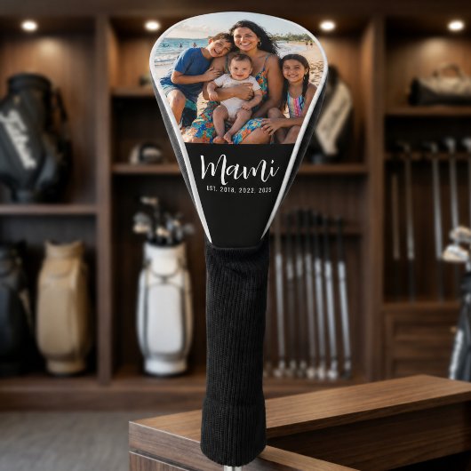Mami Established Schrift Schwarz Foto Golf Headcover