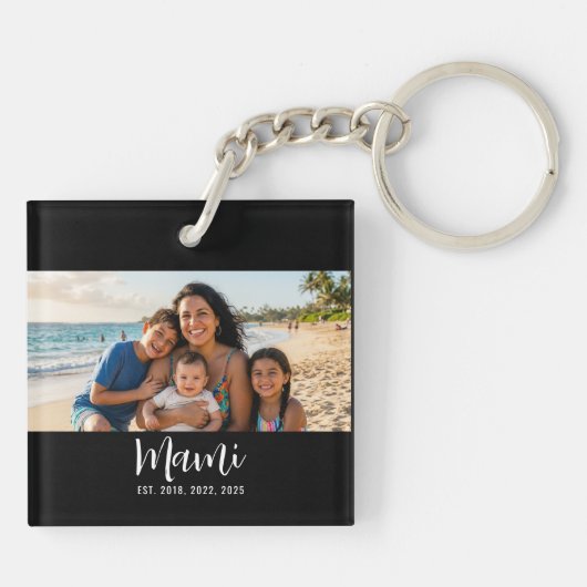 Mami hat modernes Skript-Foto erstellt Schlüsselanhänger (Rückseite)