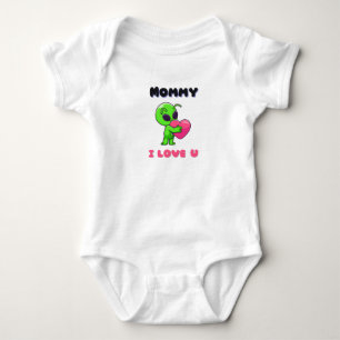 "Mami ich liebe dich" Süßes Baby-Alien-Herz Baby Strampler