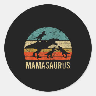 Mami Mutti Mama Dinosaur lustig 3 drei Kinder Runder Aufkleber