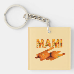 MAMI Orange Typografie Kunst Schlüsselanhänger