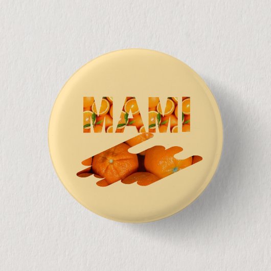 MAMI Orange Typography Art Button (Vorderseite)
