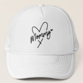 Mami Simple Modern Script Typography Herz Truckerkappe (Vorderseite)