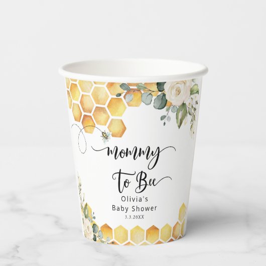 Mami to be stolble Bienenbaby Dusche Pappbecher (Rückseite)