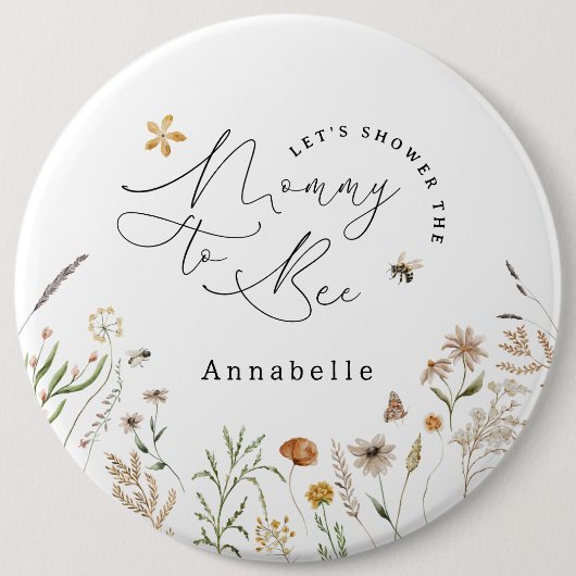 Mami to be Wildblume Babydusche Button (Vorderseite)