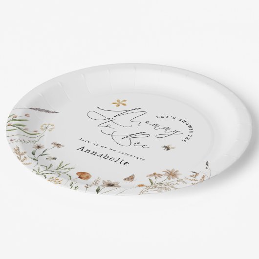 Mami to be Wildblume Babydusche Pappteller (Schrägansicht)