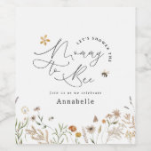 Mami to be Wildblume Babydusche Weinetikett (Einzelnes Label)