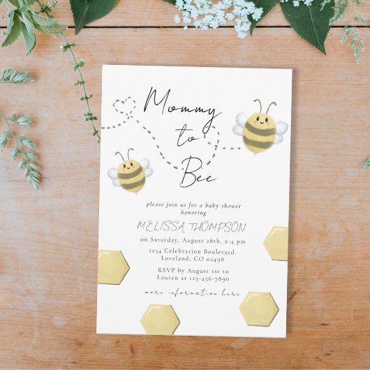 Mami to bee Honeycomb Gender Neutral Baby Shower Einladung