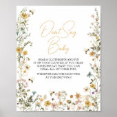 Mami to bee Wildblume Baby Shower Say Baby nicht Poster (Vorne)
