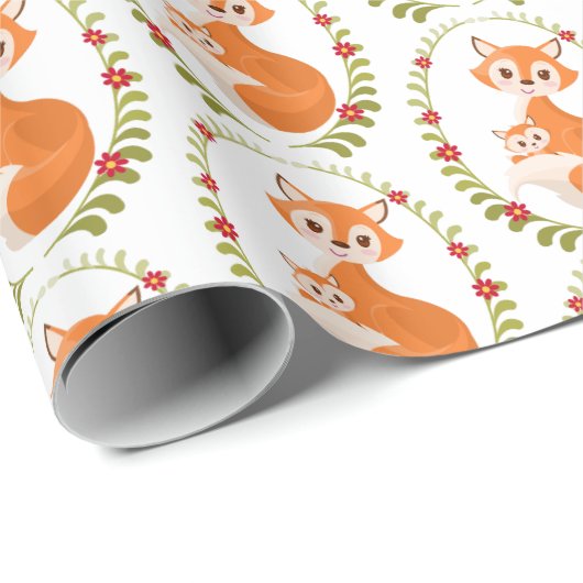 Mami und Baby Boy Woodland Fox Packung Geschenkpapier (Rolleneckpunkt)