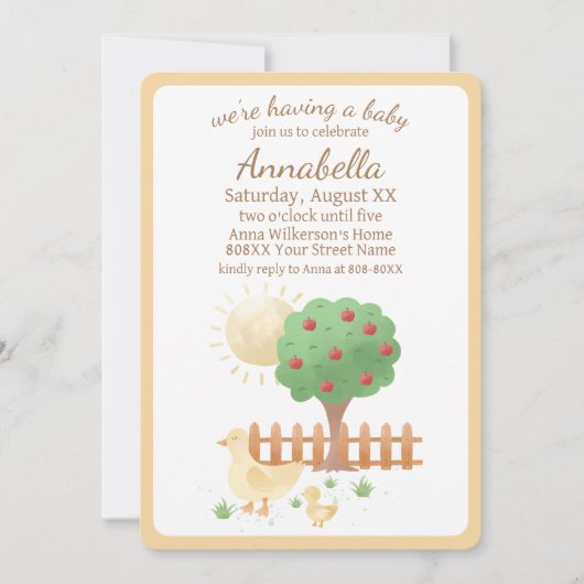 Mami und Baby Duck Niedlich Baby Shower Einladung (Vorderseite)