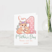 Mami und Baby Fuchs Rosa 1. Muttertag Karte (Vorderseite)