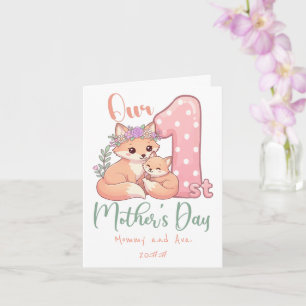 Mami und Baby Fuchs Rosa 1. Muttertag Karte