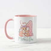 Mami und Baby Fuchs Rosa 1. Muttertag Tasse (Links)
