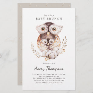 Mami und Baby Owls Fall Baby Shower Einladung