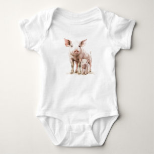 Mami und Baby Pig Piglet, Babydusche Strampler