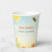 Mami zu einer neutralen Baby-Duschpapiertafel Pappbecher (Rückseite)