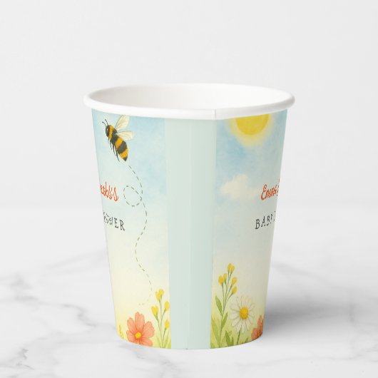 Mami zu einer neutralen Baby-Duschpapiertafel Pappbecher (Rechts)