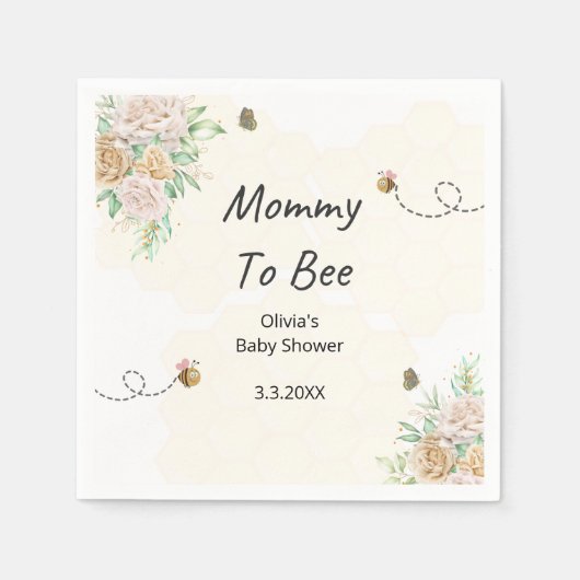 Mami zu Honigwaben Blütendusche Servietten (Vorderseite)