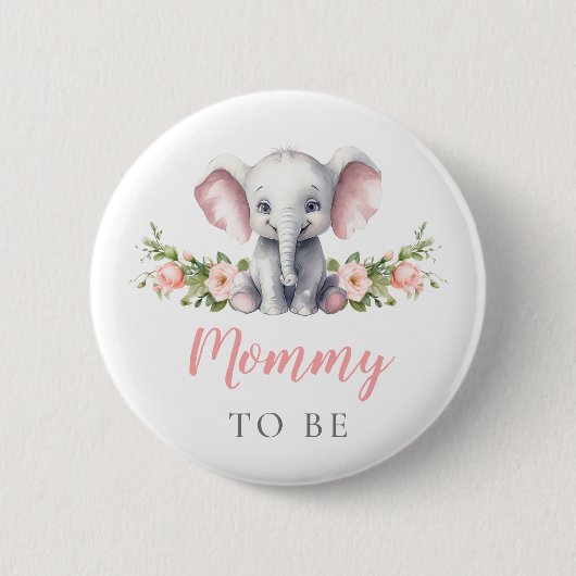 Mami zu pink Elephant Junge Mutter Baby Girl Showe Button (Vorderseite)
