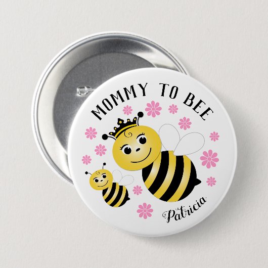 Mami zu rosa Blume Button (Vorne & Hinten)