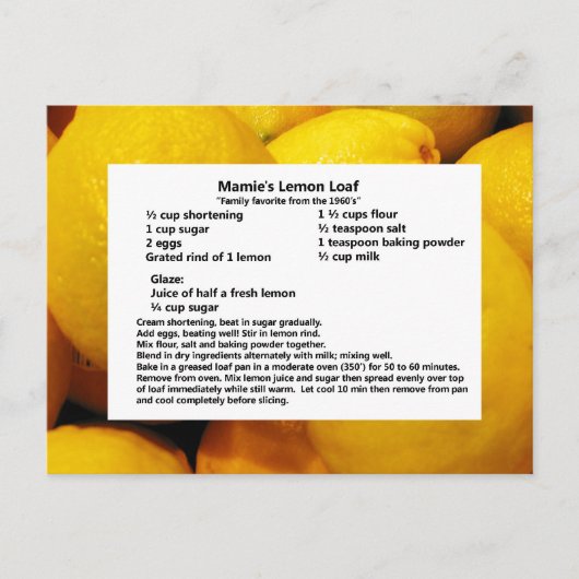 Mamie's Lemon Loaf Postkarte (Vorderseite)