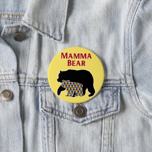 Mamma-Bär, Autismus-Mama-Stolz Button (Beispiel)