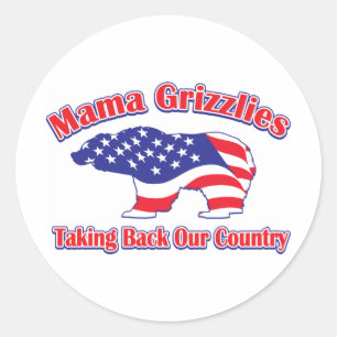 Mamma-Grizzly Runder Aufkleber