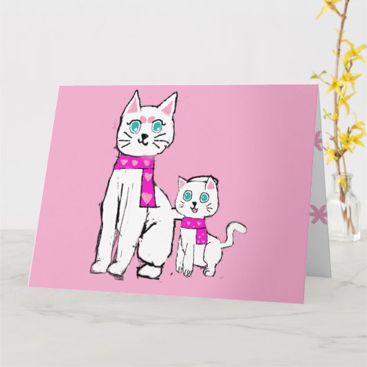 Mamma kitty and Lily Mother Day Karte (Gelbe Blume)