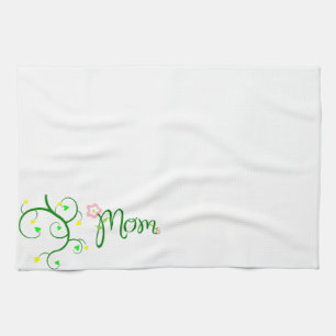 Mamma-Liebe-Blumenherz-Blüten-Rebe-Schicksals-Spor Geschirrtuch