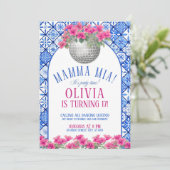 Mamma Mia Birthday Invitation Editable Disco Danci Einladung (Stehend Vorderseite)