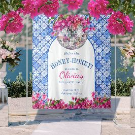 Mamma Mia Disco Bride Welcome Sign Tapestry Wandteppich