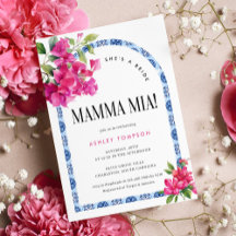 Mamma Mia Floral Blue Tile Brautparty