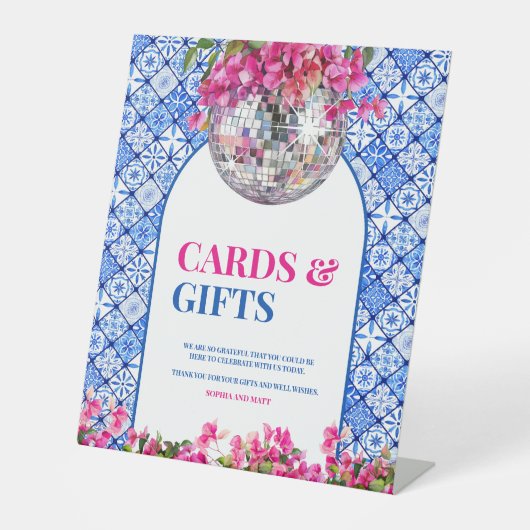 Mamma Mia Geschenktisch Karten und Geschenke Sockelschild (Vorderseite)