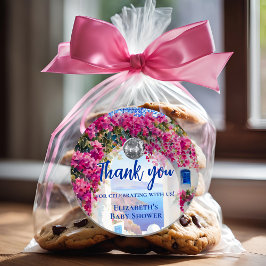 Mamma Mia Greek Disco Ball Blue Tiles Thank You Runder Aufkleber