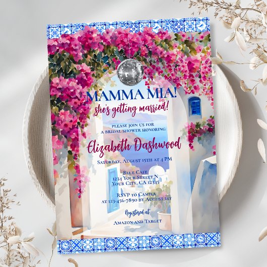 Mamma Mia Griechisches Tile Diskothek Ball Brautpa Einladung